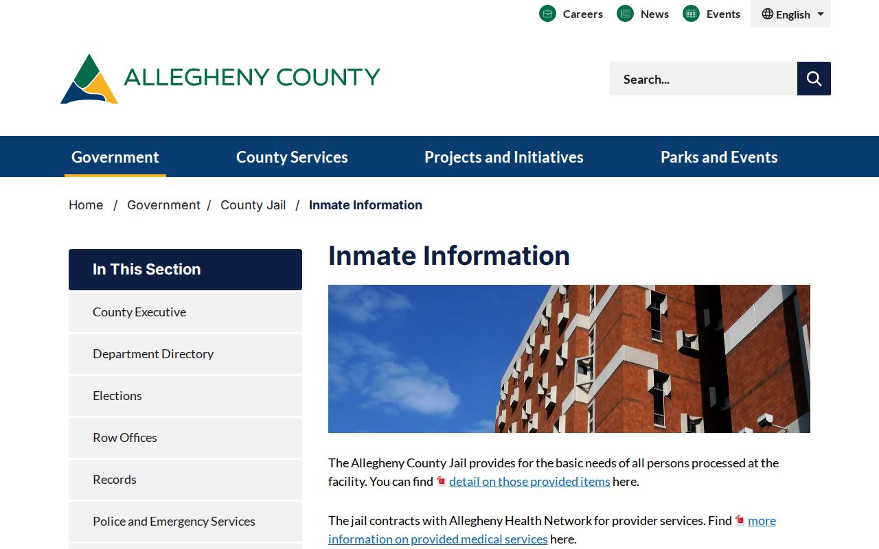 Moon Township residents directory Allegheny County Jail information channel