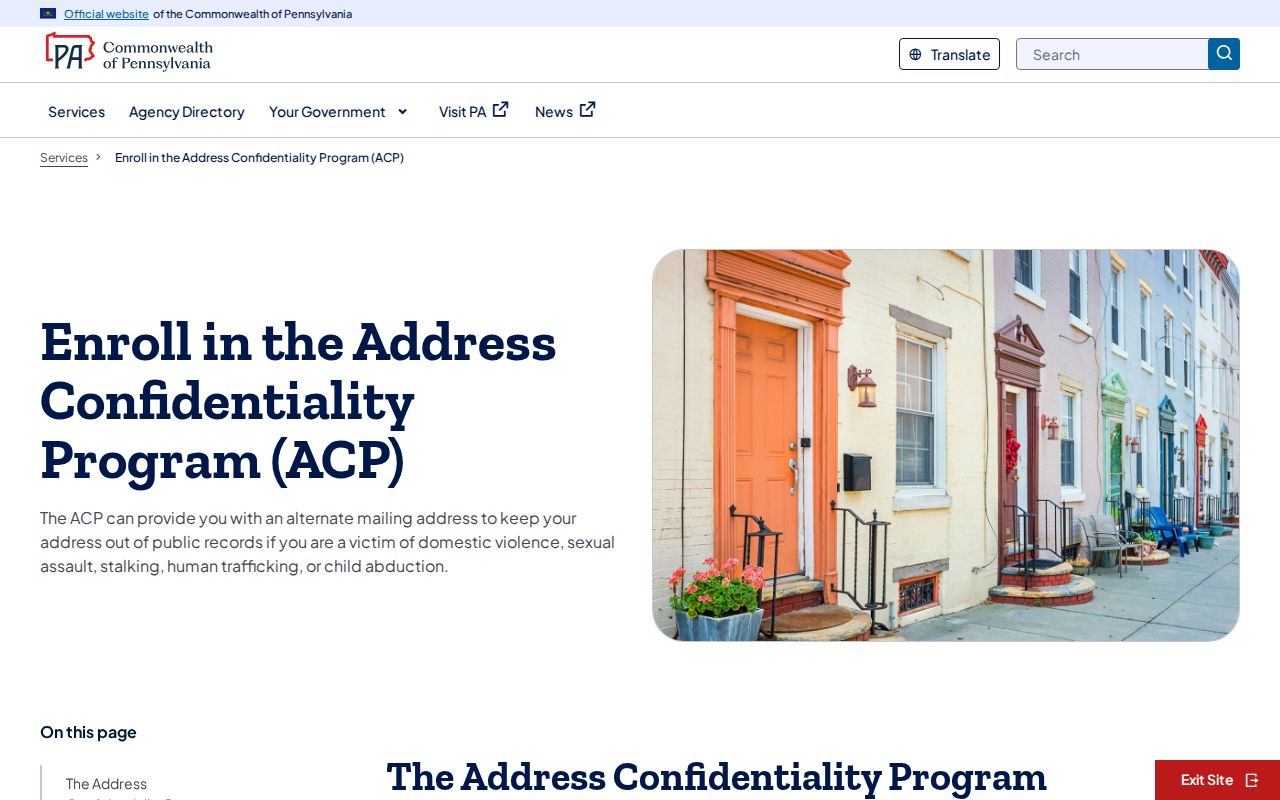 Moon Township neighbors Pennsylvania Address Confidentiality Program information