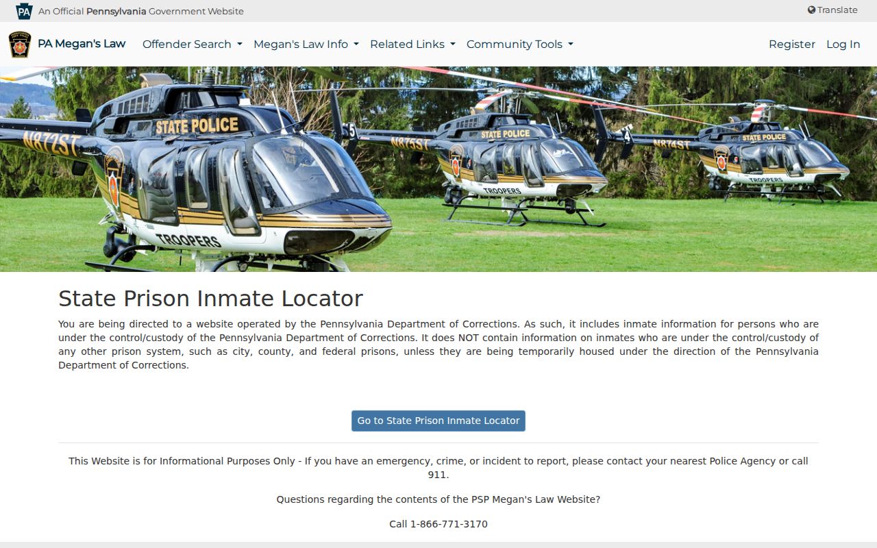 Moon Township neighbors Pennsylvania public safety registry information page
