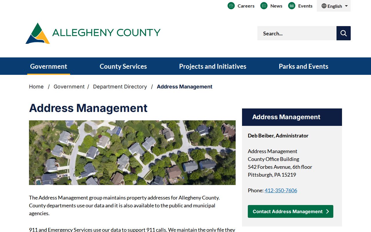 Moon Township street directory County Address Management information
