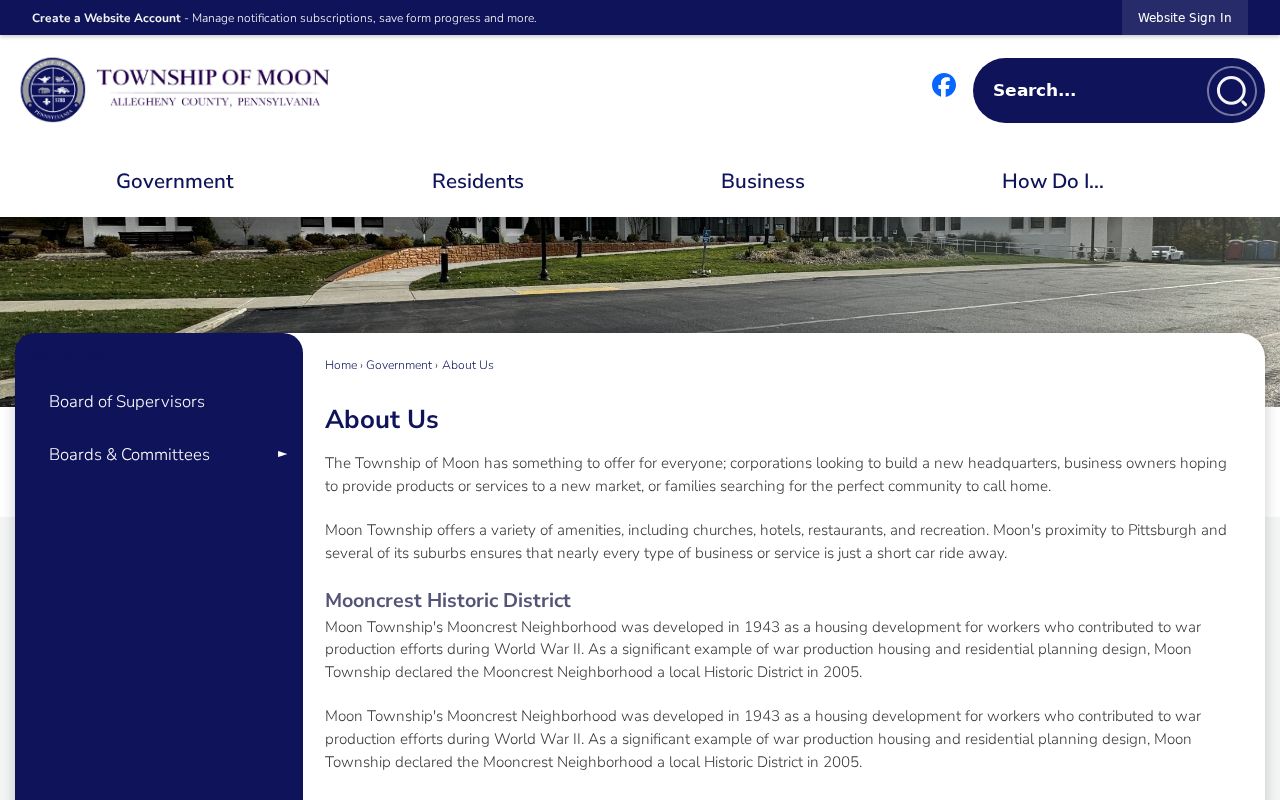 Moon Township ZIP directory Township history and local address context